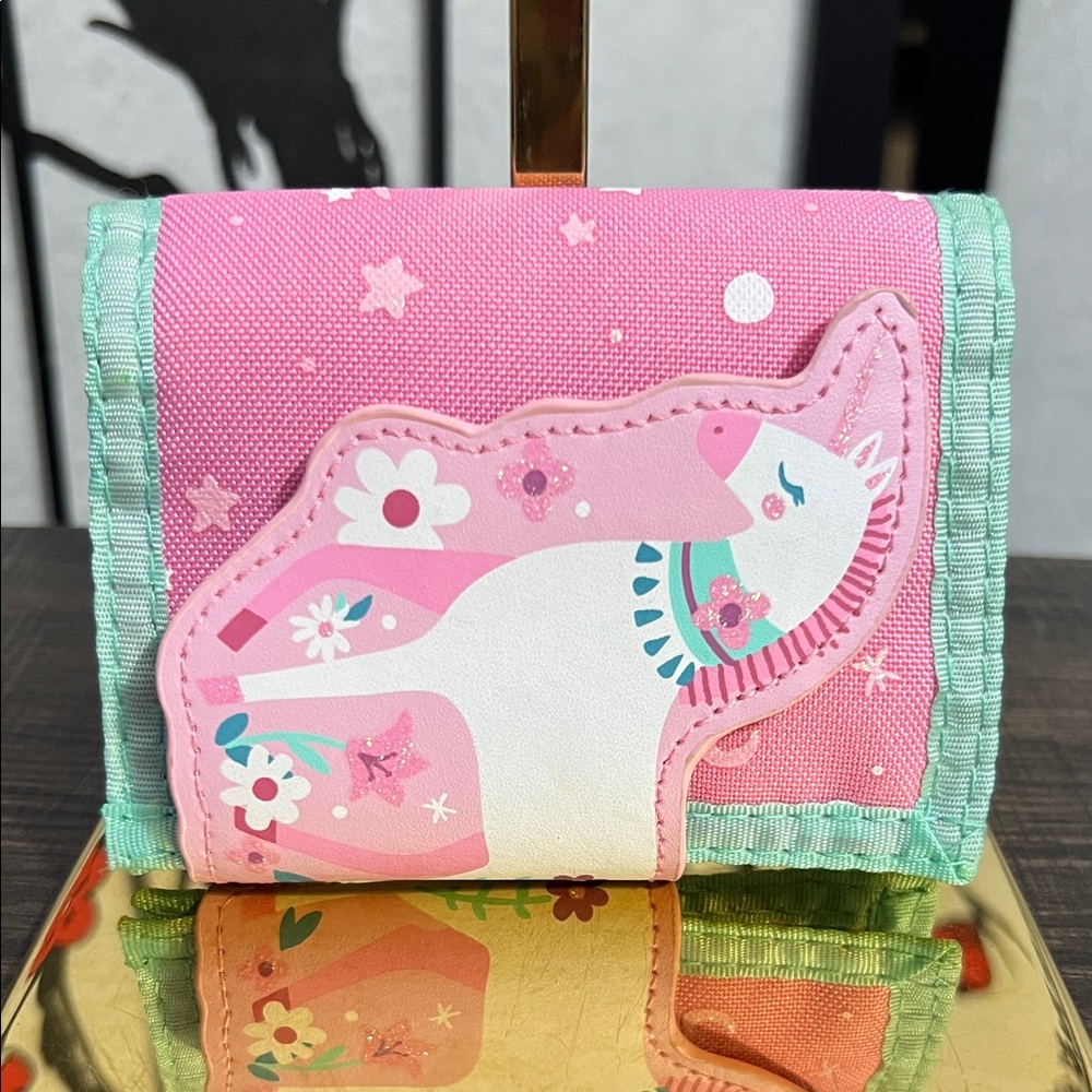 Stephen Joseph Kids Pink Unicorn Wallet with Mint Trim